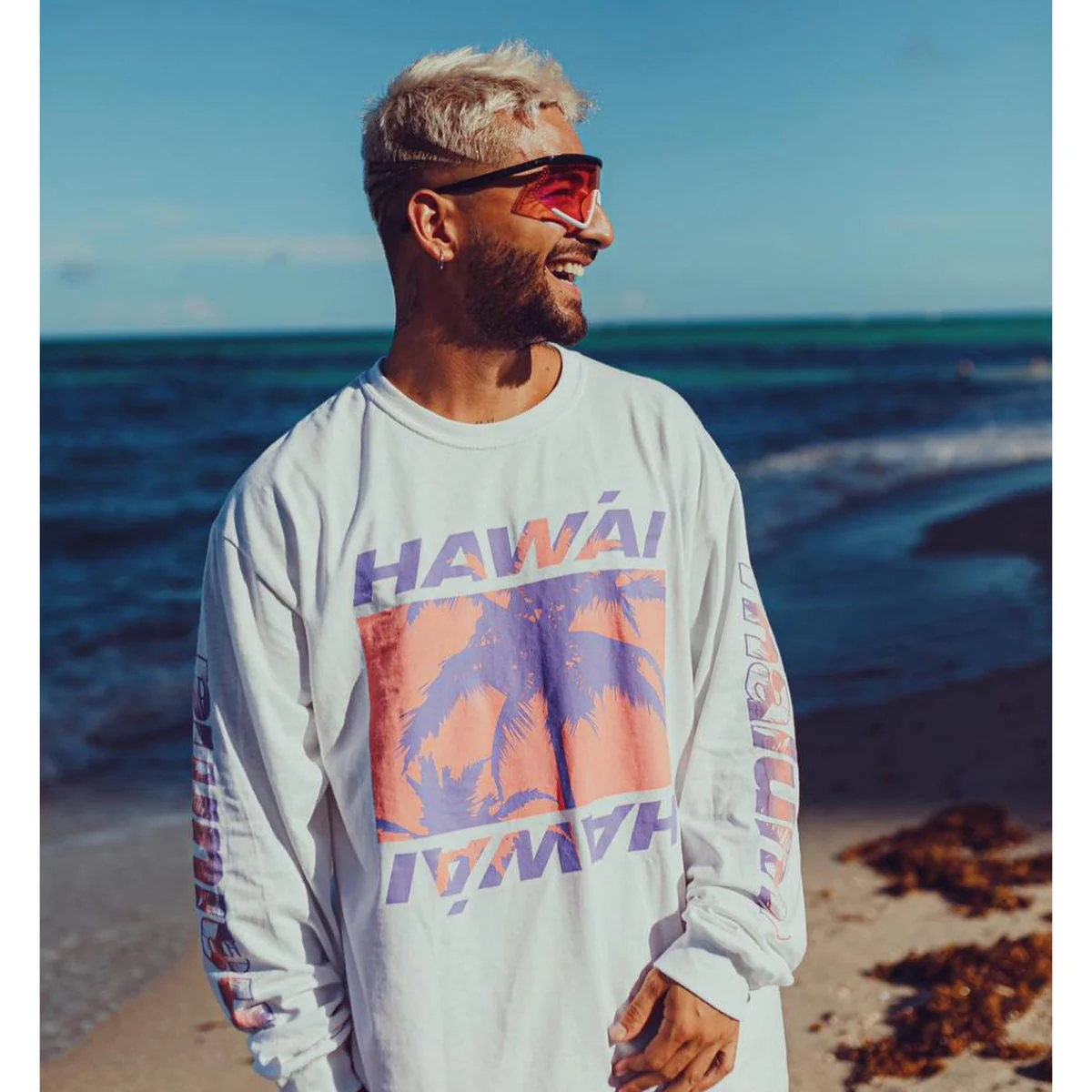 Maluma - Hawái White Long Sleeve Tee - Image 3