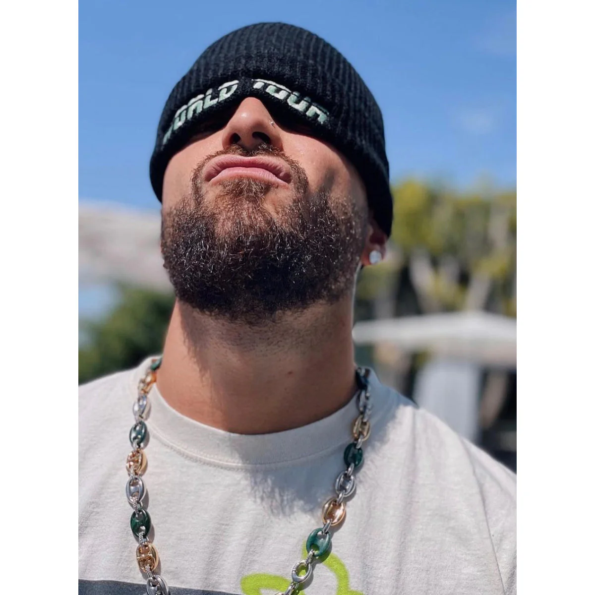 Maluma World Tour Fishermen Black Beanie - Green Embroidery - Image 3